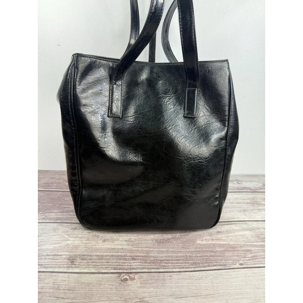 Vintage Black Leather Franchi‎ Handbag Shoulder bag